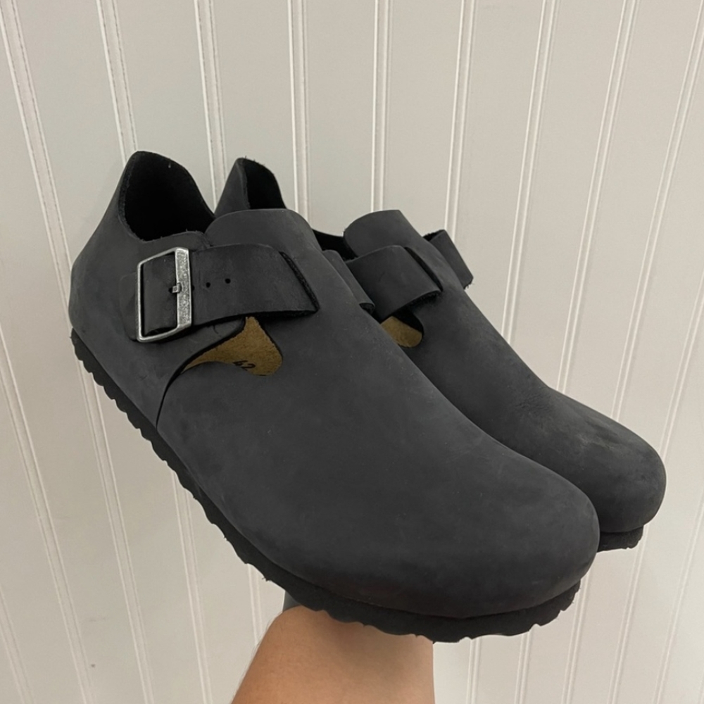 Birkenstock Black London Oiled Leather Low Shoe Sz 42R